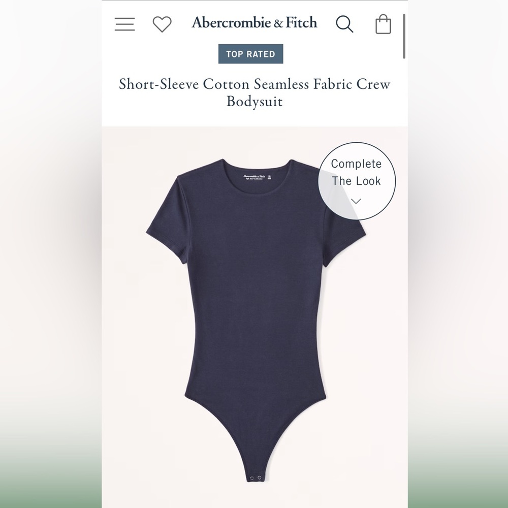 NWT Abercrombie A&F Short-Sleeve Cotton Seamless Fabric Crew Bodysuit Navy